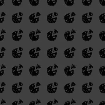 Pizza web icon. flat design. Seamless gray pattern. Illustrazione stock