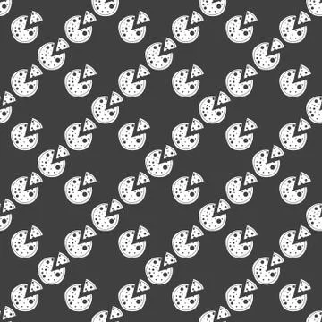 Pizza web icon. flat design. Seamless gray pattern. Stock Illustration
