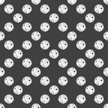 Pizza web icon. flat design. Seamless gray pattern. Stock Illustration