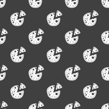 Pizza web icon. flat design. Seamless gray pattern. 스톡 일러스트
