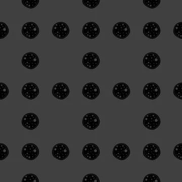 Pizza web icon. flat design. Seamless gray pattern. Illustrazione stock