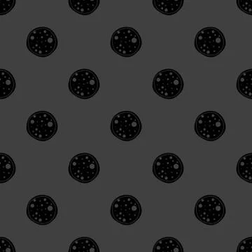 Pizza web icon. flat design. Seamless gray pattern. Stock Illustration