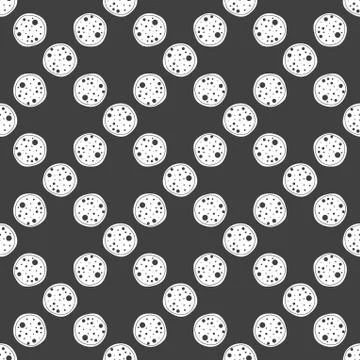 Pizza web icon. flat design. Seamless gray pattern. Illustrazione stock