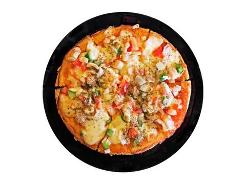 Pizza on White Background, Clipping Path Stock Photos