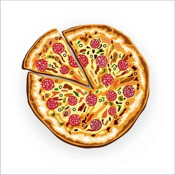 Pizza  on a white background Stock Illustration