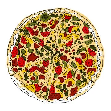 Pizza on a white background Stock Illustration