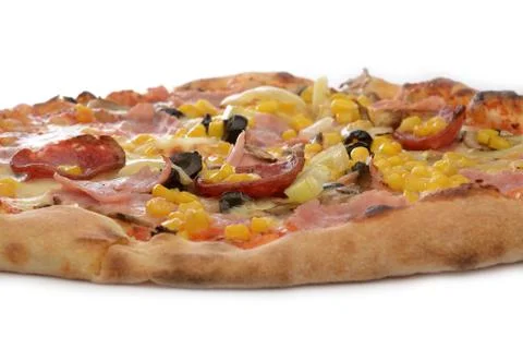 Pizza on white background Stock Photos