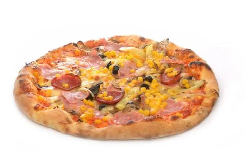 Pizza on white background Stock Photos