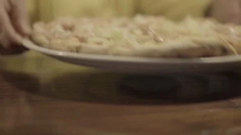 Pizza On White Dish Stock Footage 87550323
