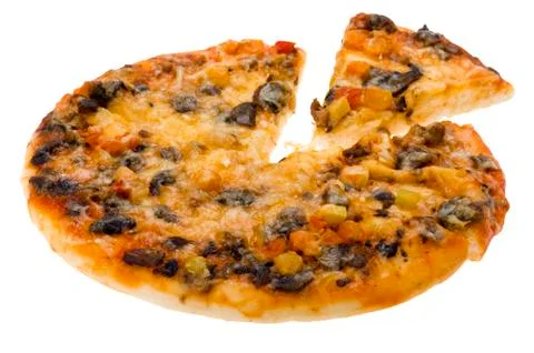 Pizza on white Stock Photos