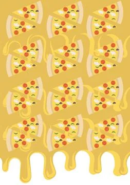 Pizzas molten cheese background Stock Illustration