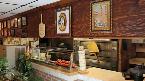 Pizzeria left to right Stock Footage 34457230