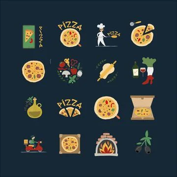 Pizzeria. Set of design elements for your design Illustrazione stock