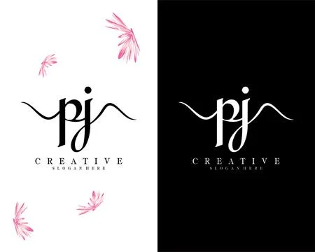 Pj, jp handwriting script font letter logo design template vector Illustrazione stock