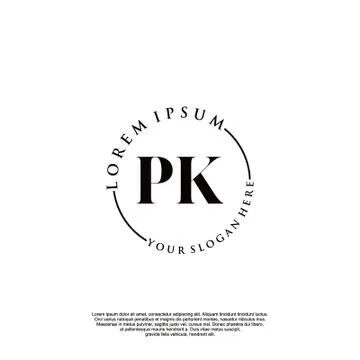 PK Initial handwriting logo design Stock Illustration