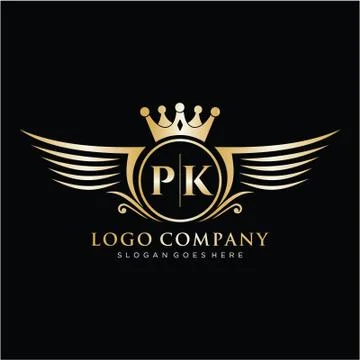 PK Letter Initial with Royal Wing Logo Template. Stock Illustration