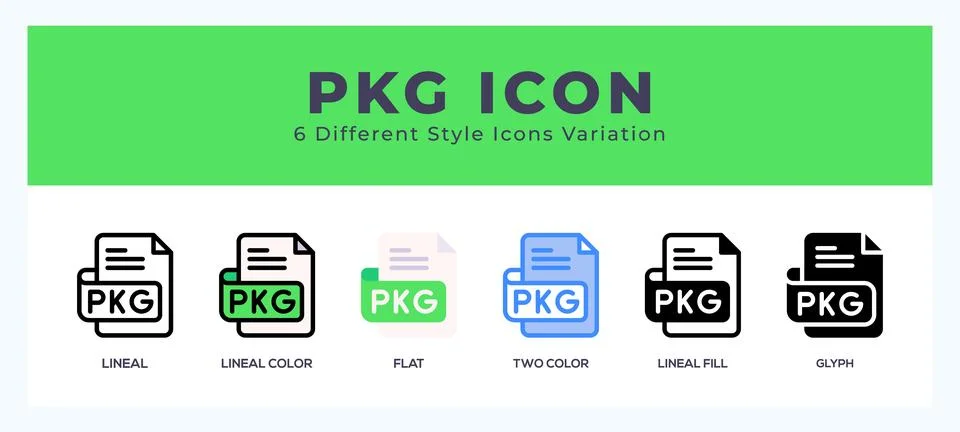 Pkg file icon set pack vector illustration. Stock Illustration