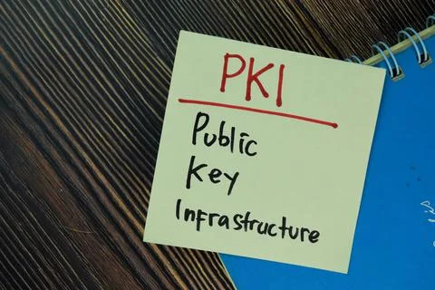PKI - Public Key Infrastructure write on sticky notes Stock Photos