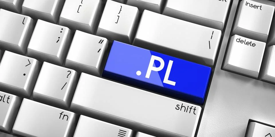 PL domain - computer keyboard - 3D illustration Illustrazione stock