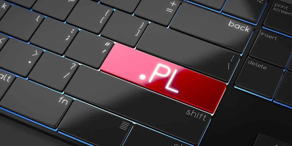 PL domain - modern computer keyboard - 3D illustration Illustrazione stock