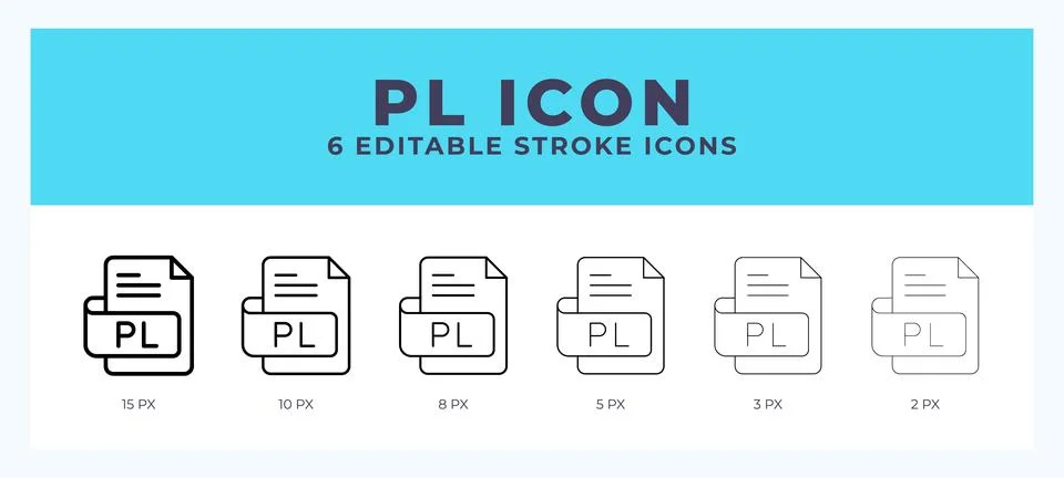 Pl file icon set with different stroke. Design elements for logo. Vector il.. 스톡 일러스트