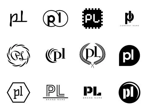 PL logo company template. Letter p and l logotype. Set different classic se.. Stock Illustration