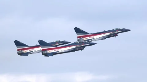 PLA Air Force, August 1st Aerobatic Team, J-10 fighters at Airshow China 2024 Stock Footage 300669667