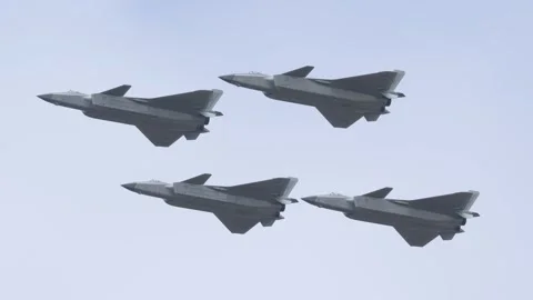 PLA Air Force, J-20 stealth fighters at Airshow China 2024 Stock Footage 293990346