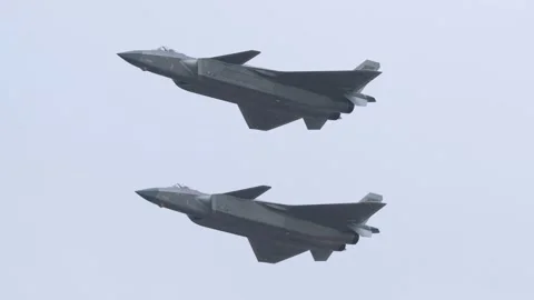 PLA Air Force, J-20 stealth fighters at Airshow China 2024 Stock Footage 293990402