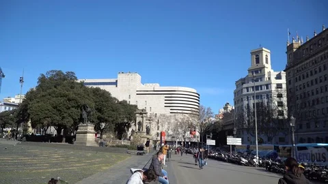 Placa Catalunya, Barcelona Stock Footage 85344838