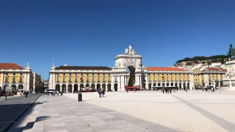 Placa de Comercio Lisbon Portugal City Centre on a Sunny Day Stock Footage 139368117