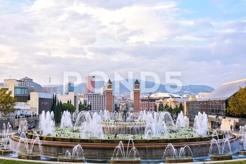 Placa de Espana - Magic Fountain Stock Photos