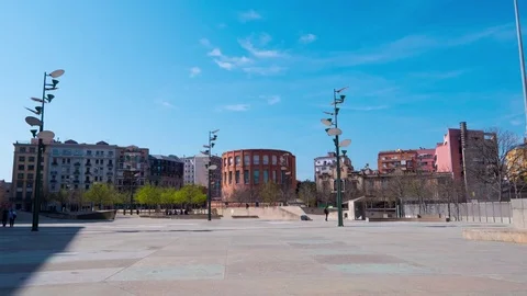 Plaça de la constitucio Girona timelapse Stock Footage 79614965