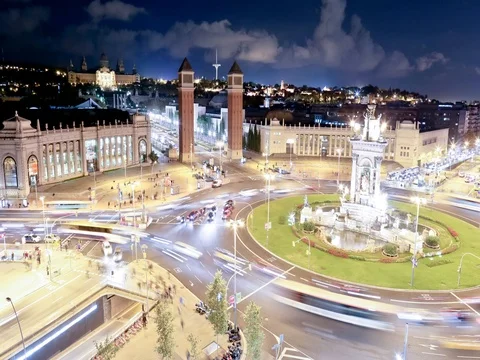 Placa Espanya, Barcelona. Timelapse. 動画素材 80695188