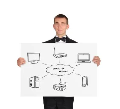 Placard with computer network scheme Stock Illustration