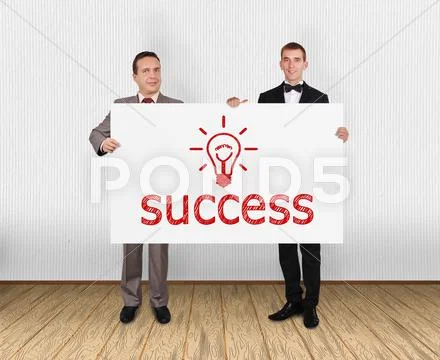 Placard with success Stock Photos