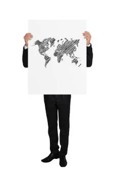 Placard with world map Stock Photos