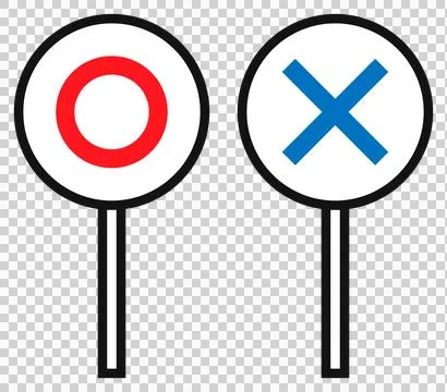 Placards with a circle and an X mark on them. Illustrazione stock