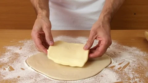 Place butter in the centre of the dough. Making Puff Pastry Series. 库存影片 77222820