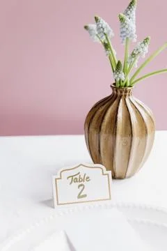A place card on a dinner table Stock Photos