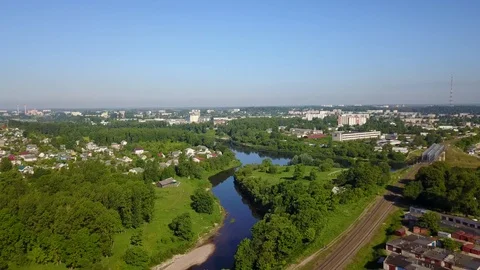 Place of confluence of the river Luchesa in the river Western Dvina Stock Footage 100598228