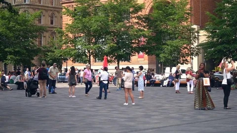 Place d'Armes is the second oldest public site in Montreal Stock Footage 79886849