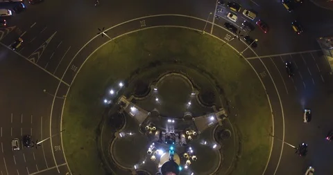 Place De Espanya Roundabout Evening Stock Footage 115166341