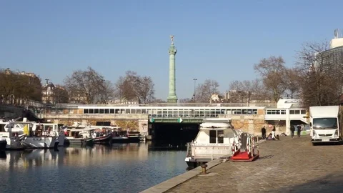 Place de la Bastille Tower In Paris V2 Stock Footage 113763371