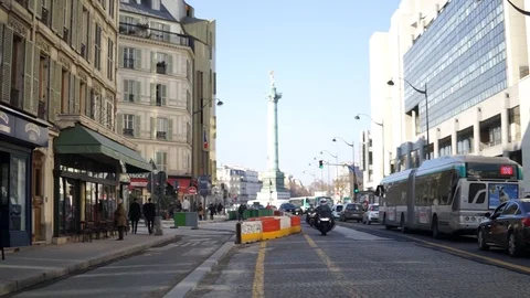 Place de la Bastille Tower In Paris Stock Footage 113763482