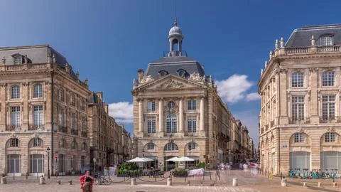 Place de la Bourse timelapse hyperlapse in Bordeaux, France Stock Photos
