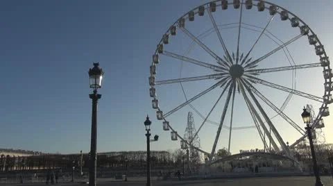 Place de la Concorde and Ferris-wheel paris france day europe fun holiday Stock Footage 10760032