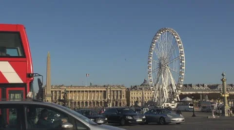 Place de la Concorde and Ferris-wheel paris europe france street Stock Footage 10762824