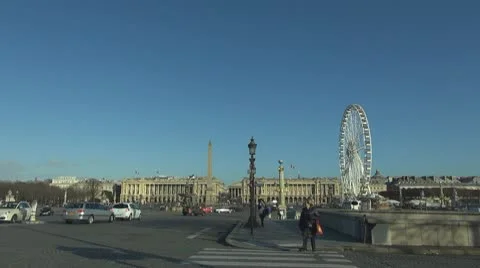 Place de la Concorde and Ferris-wheel paris fun day france europe Stock Footage 10763138