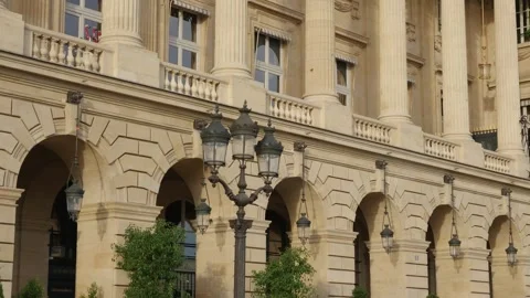 Place de la Concorde architecture with street lamp in Paris Stock Footage 344829142